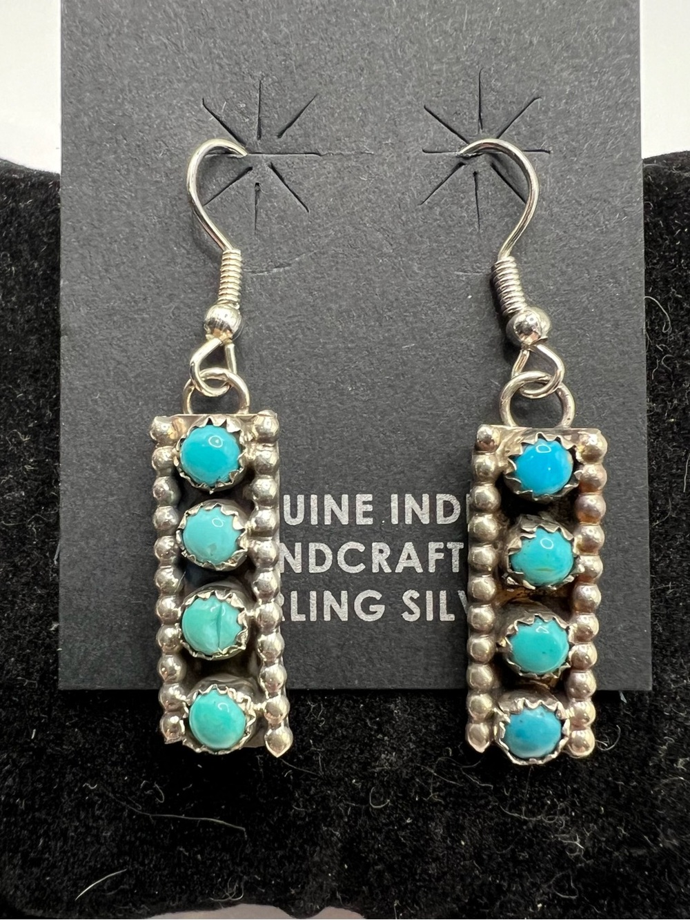 Handcrafted Turquoise Drop Earrings - Sterling Silver